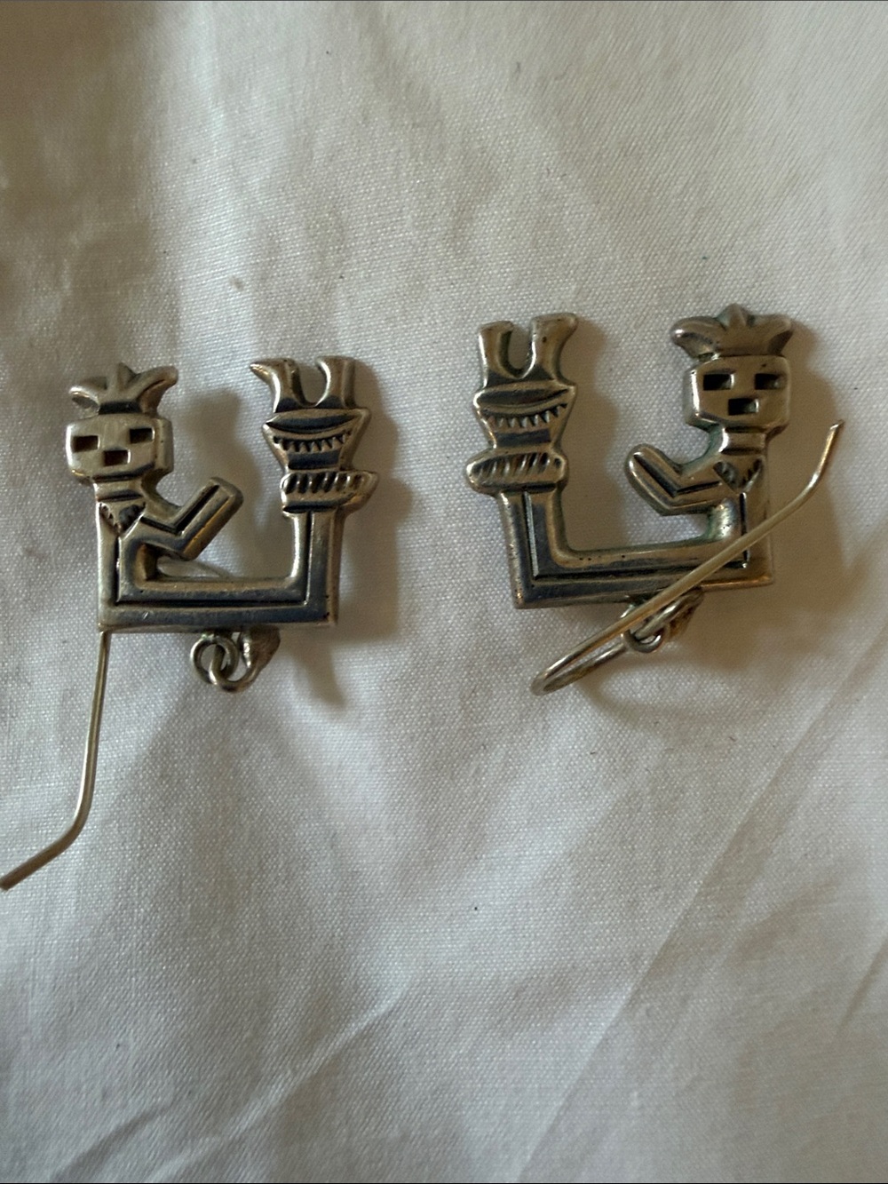 Vintage Sterling Silver Figural Dangle Earrings Signed EJ